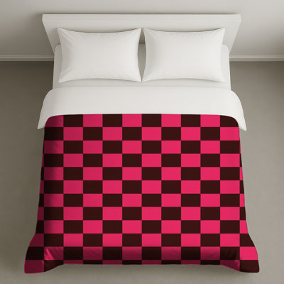 Housses de couette à carreaux roses et noires