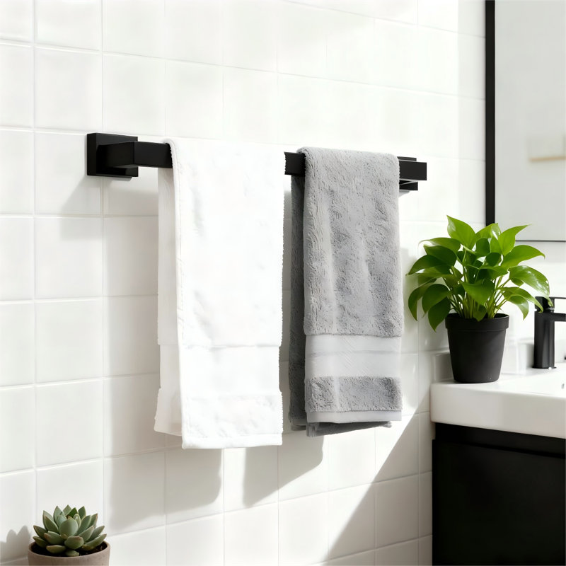 4 Wall Mounted Towel Racks, Matte Black