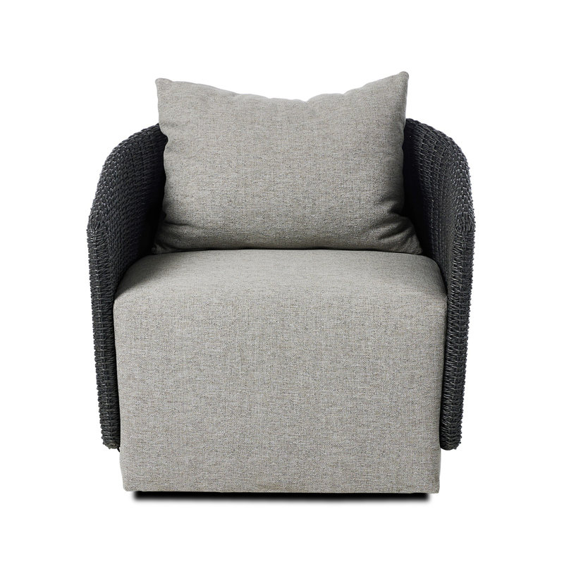 Maven Outdoor Swivel Lounge Chair, Black, Stone Gray