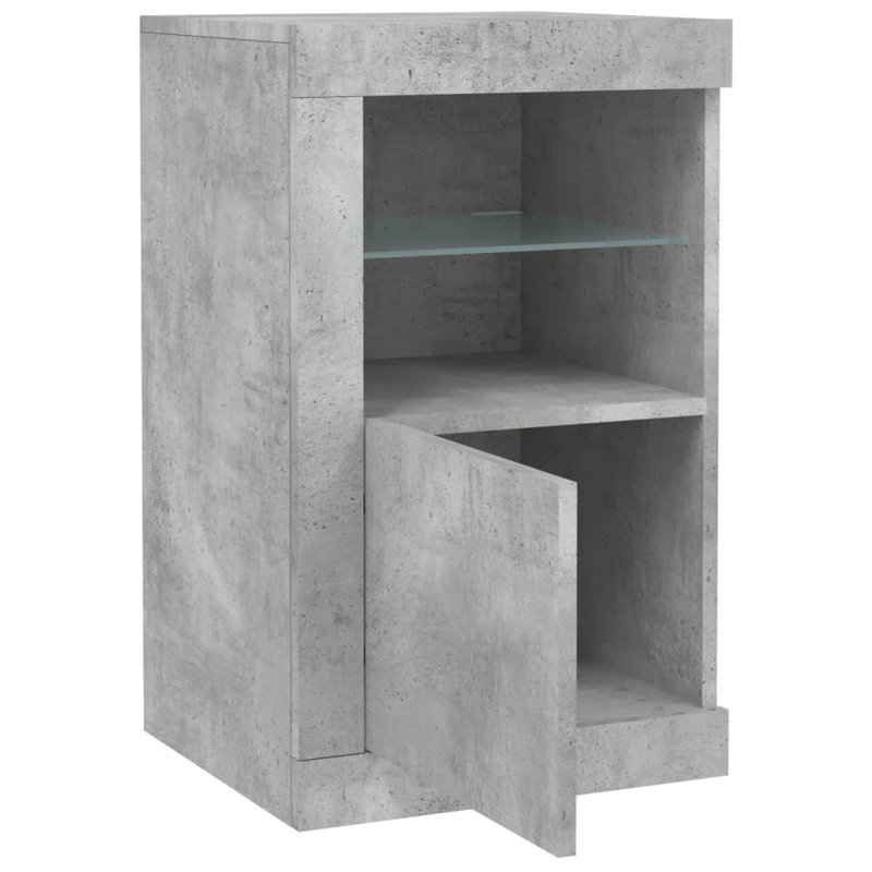 vidaXL Side Cabinet with LED Lights End Table for Living Room Engineered Wood, Concrete Gray