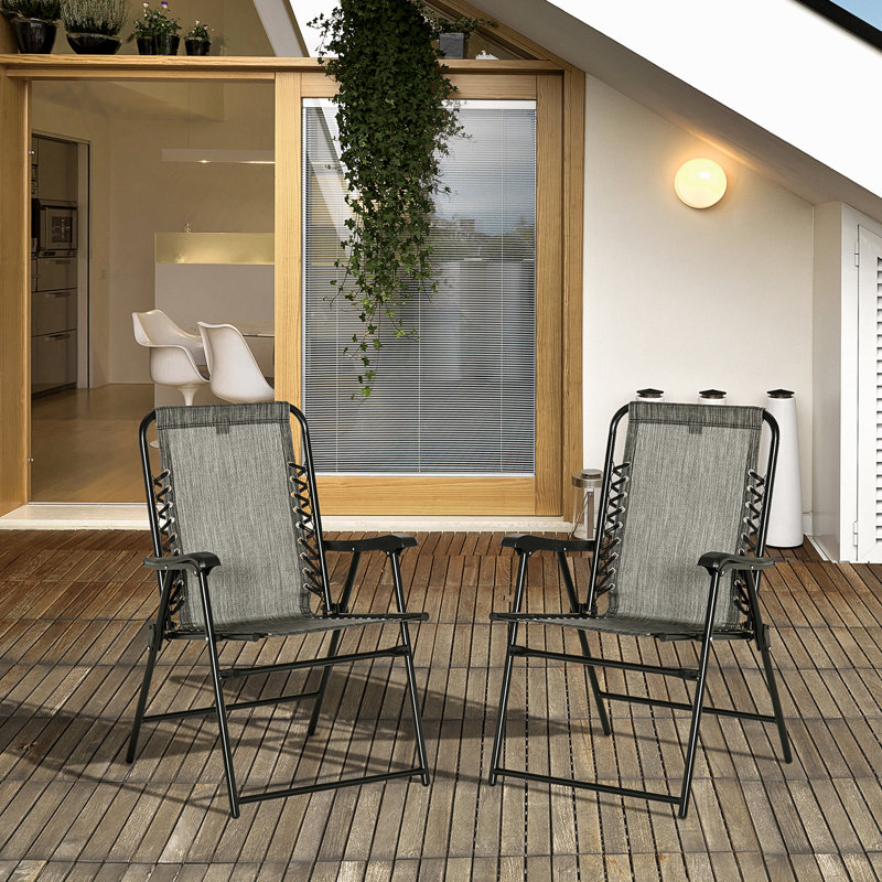 2 chaises pliantes pour la cour arrière, une sangle élastique pour accoudoirs pour l'extérieur, pratique pour le camping, le jardin, la piscine, la plage
