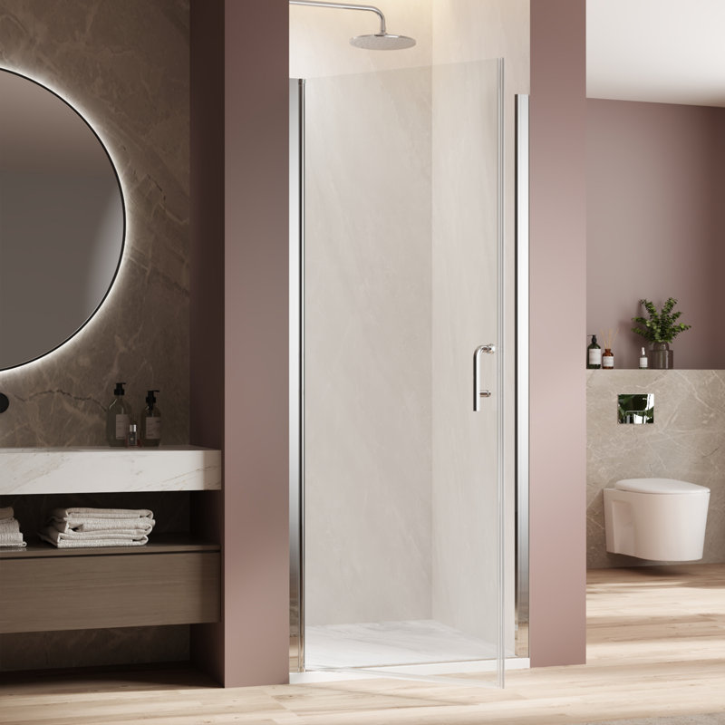 Porte de douche sans cadre en verre chromé réglable pour salle de bain moderne