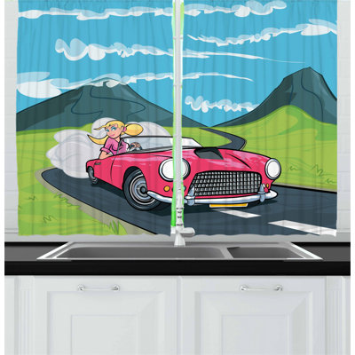 Cars 2 Piece Kitchen Curtain