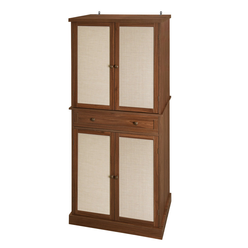 Armoire de rangement réglable avec panneau de particules durable et artisanat en rotin - Conception moderne pour une organisation domestique polyvalente