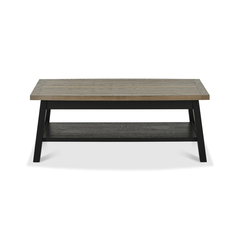 Arkema Four Leg Coffee Table with Storage, Black, Weathered Oak