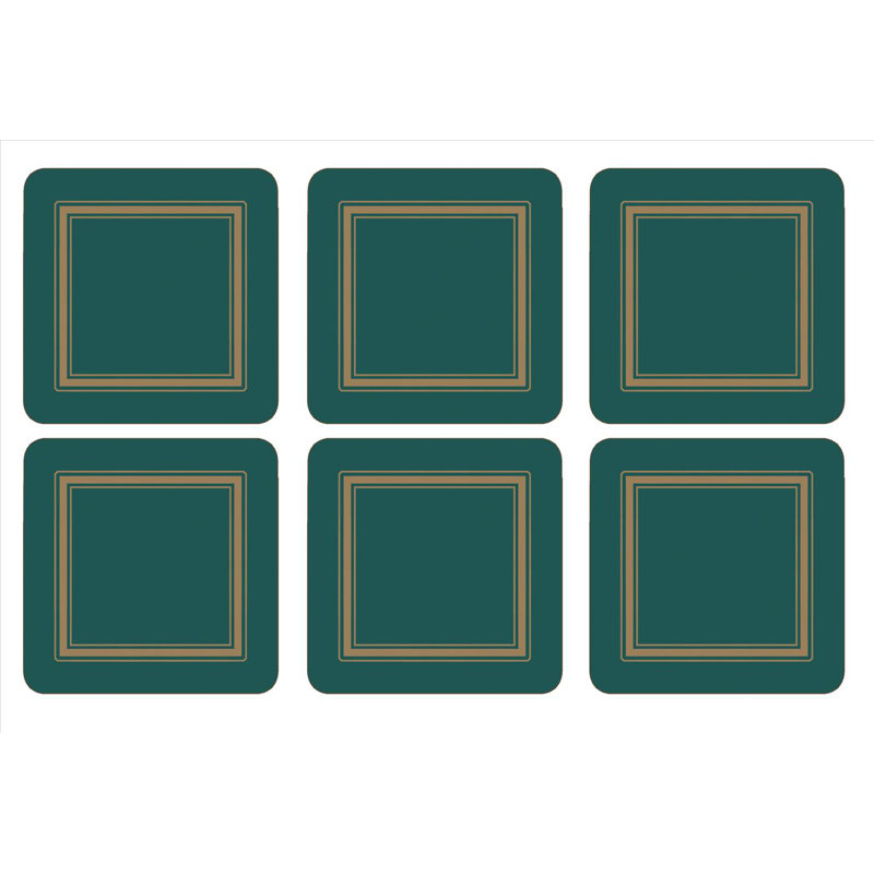 Pimpernel Classic Coasters 4"X 4", Emerald