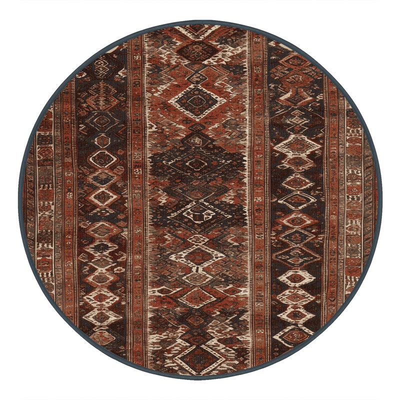 Tapis brun turc lavable à la machine, Rond 3 pi