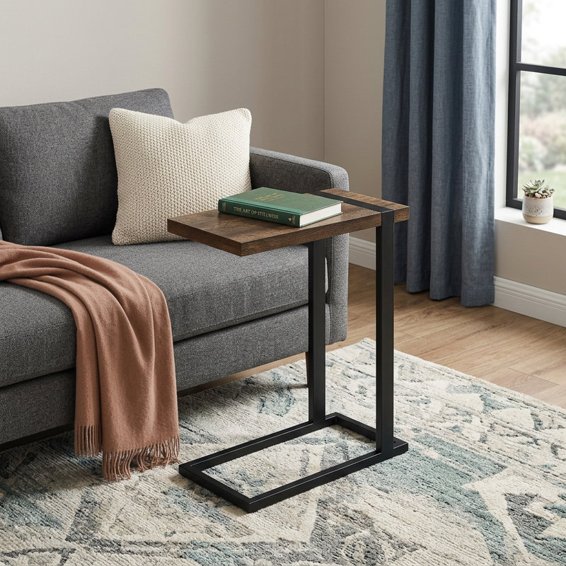  Rustic 25" Brown and Black Distressed End Table