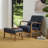 Mid-Century Modern Leatherette Accent Stool And Chair With Walnut Rubberwood Legs-139277626