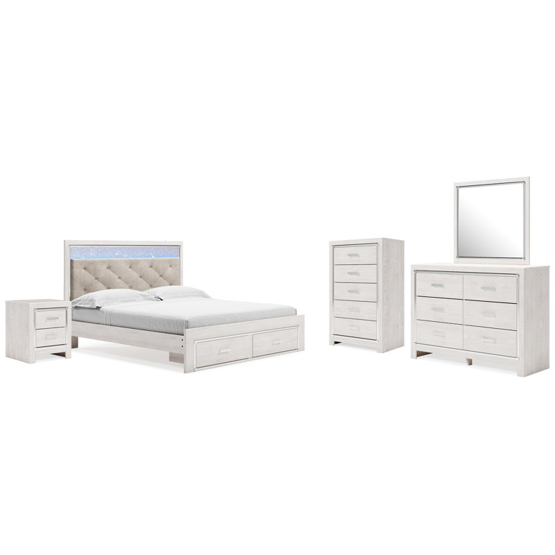Lit, commode, miroir, commode et table de chevet Altyra, Grand lit