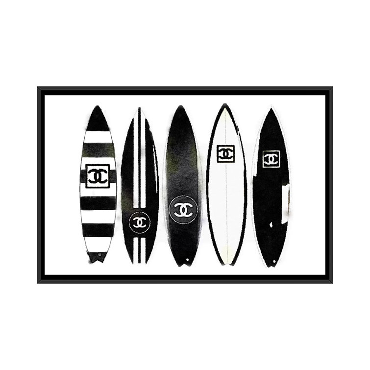 Stupell Industries Fashion Designer Surf Boards Black Silver Watercolor Canvas Wall Art by Amanda Greenwood