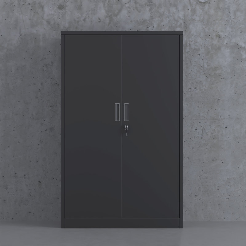 Aspinwall Metal Single Storage Cabinet ( 53.5'' H x 31.5'' W x 15.75'' D), Black
