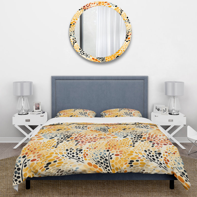 King Size Watercolor Polka Dot Microfiber Duvet Cover Set