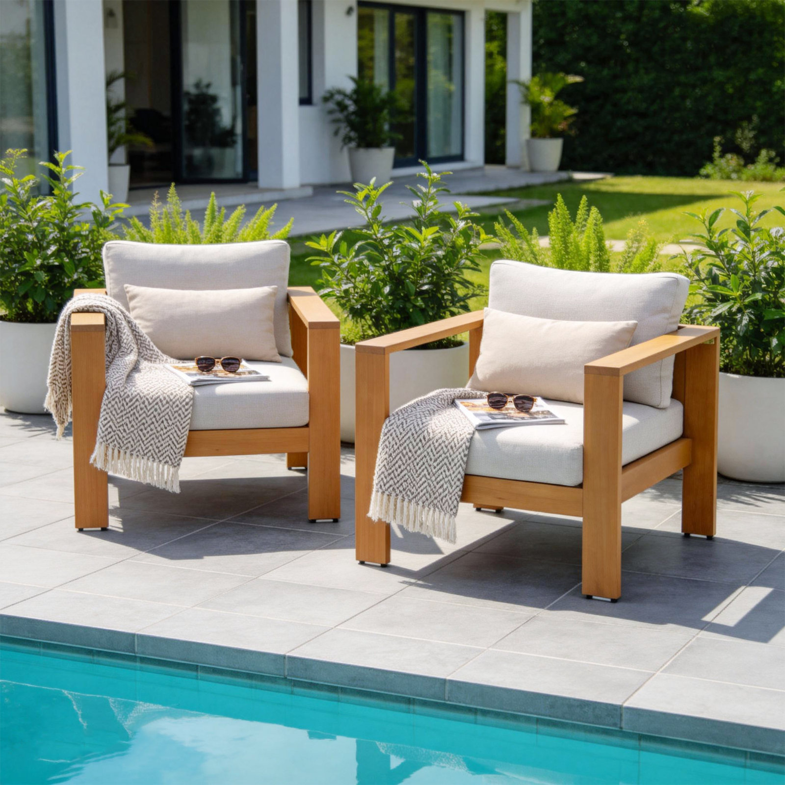 Naylor Eucalyptus Patio Lounge Chair (Set Of 2)
