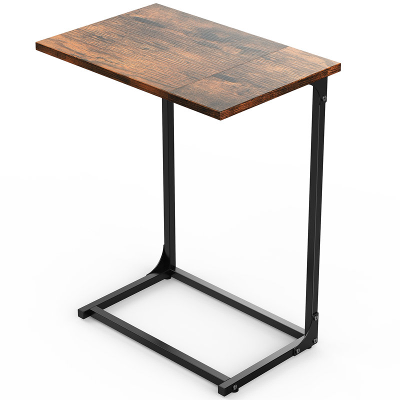 Table de bout en C avec base en métal (ensemble de 2), Brun
