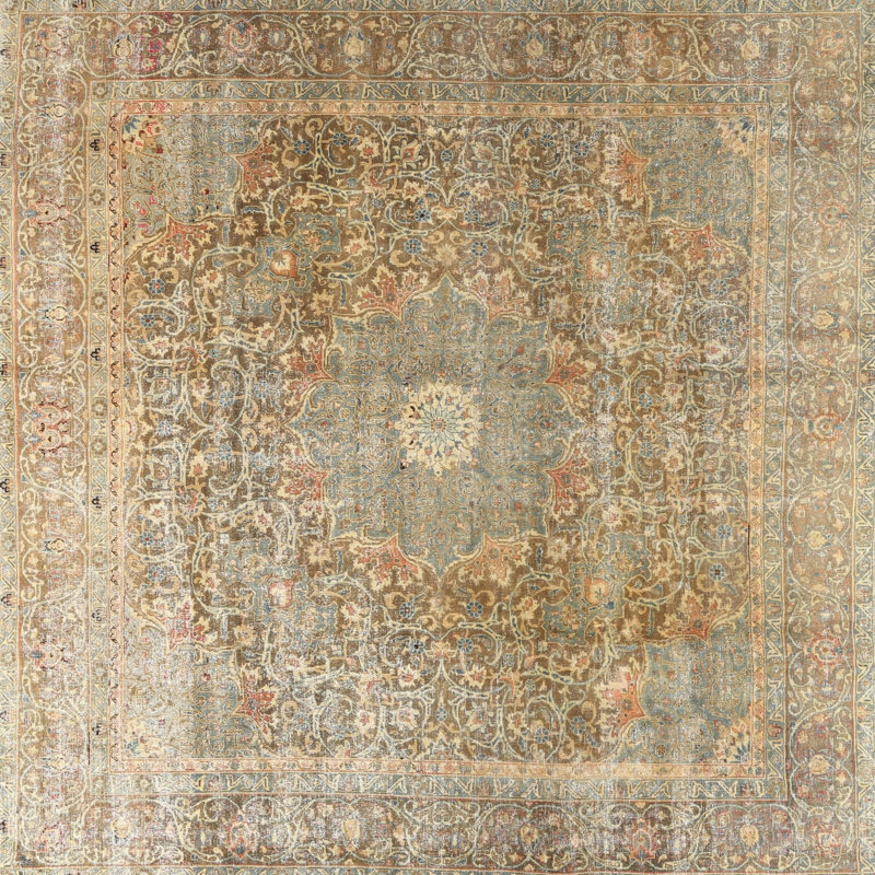 Tapis oriental beige / brun / bleu Antonella, Carré 5 pi