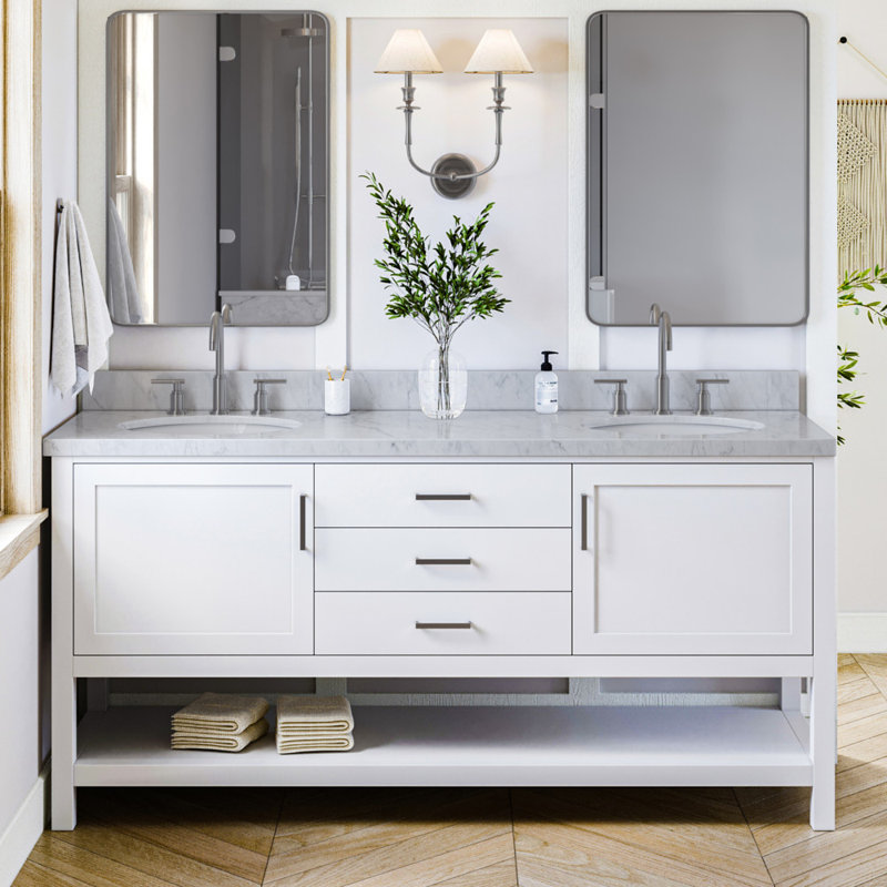Bayhill 73'' W Double Vanity, White, Oval