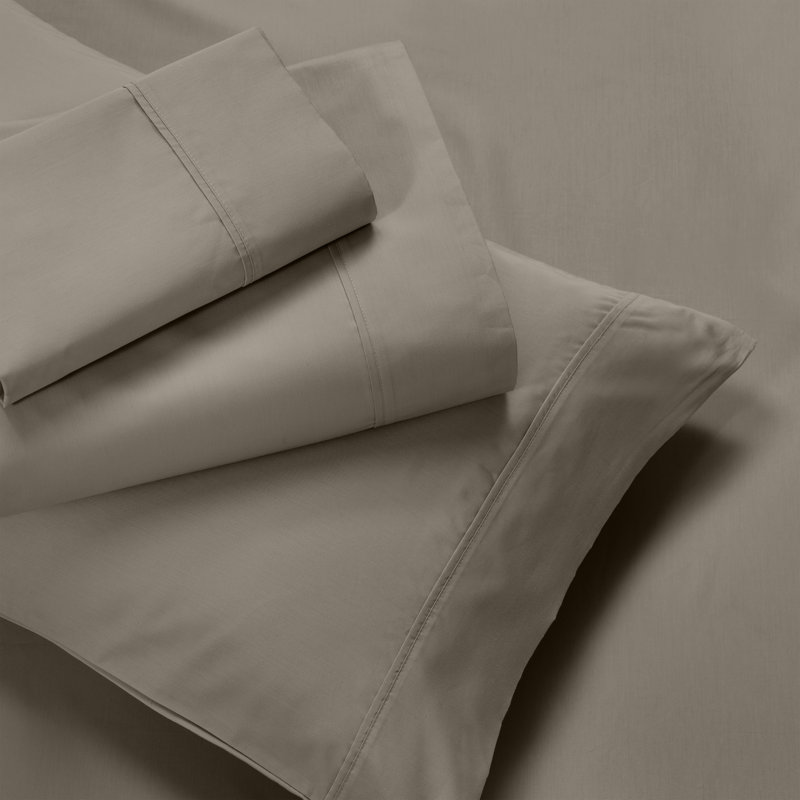 Ensemble de draps en mélange de coton 600 fils Superior, Ensemble de draps pour lit simple + drap-housse + , Gris