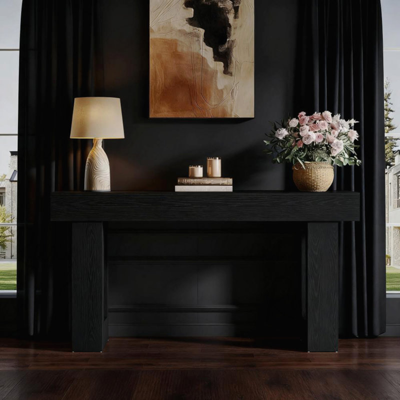 Console en bois, table d'appoint pour canapé, table rectangulaire de salon derrière le canapé, Noir