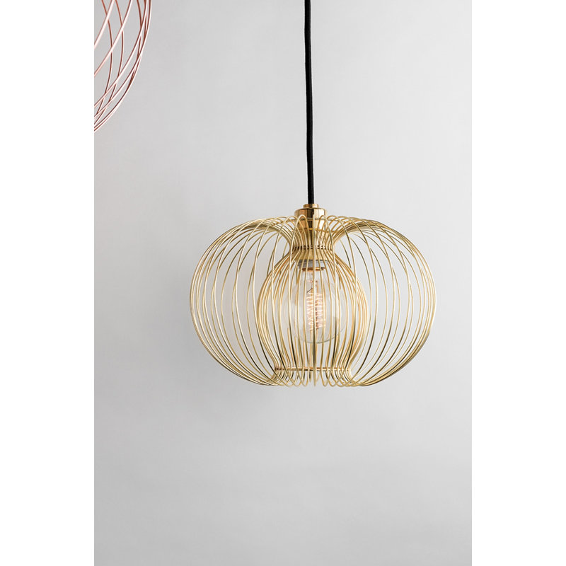 Luminaire suspendu 1 lumière Jasmine, H 15 po x l 17 po x P 17 po, Laiton poli