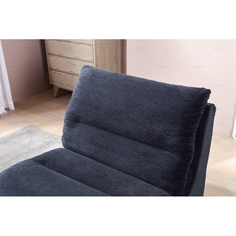 Fauteuil d'appoint rembourré en velours côtelé avec dossier moelleux Demagu, Velours côtelé noir