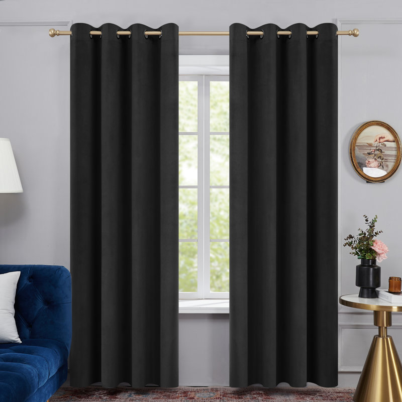 Zmari Blackout Curtain Panel Pair, Black, 52" W x 96" L