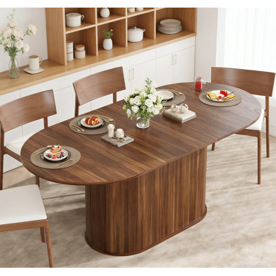 55.11"-70.86" Extendable Dining Table with Striped Legs