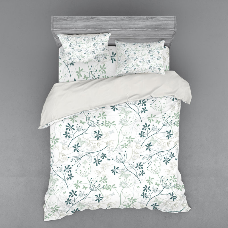 Farmhouse / Country Polyester Floral Duvet Cover, Queen Duvet Cover + 3 Additional Pieces