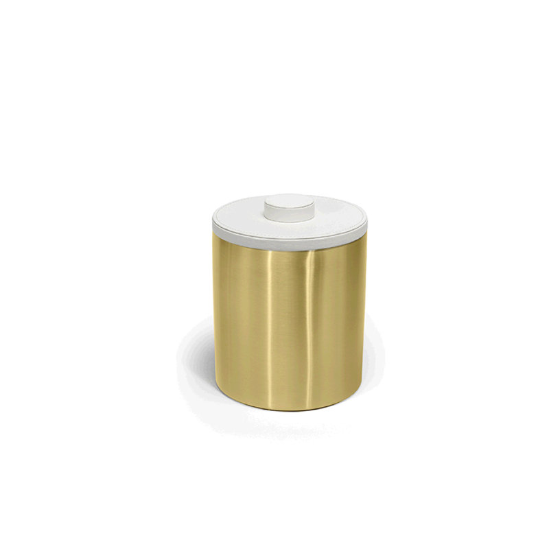 Seau à glace en acier inoxydable brossé, Blanc / Laiton mat