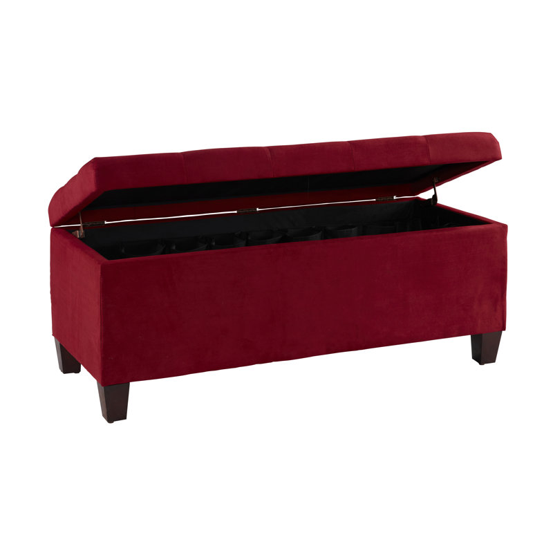 Shen Upholstered Ottoman, Bright Red Microfiber/Microsuede