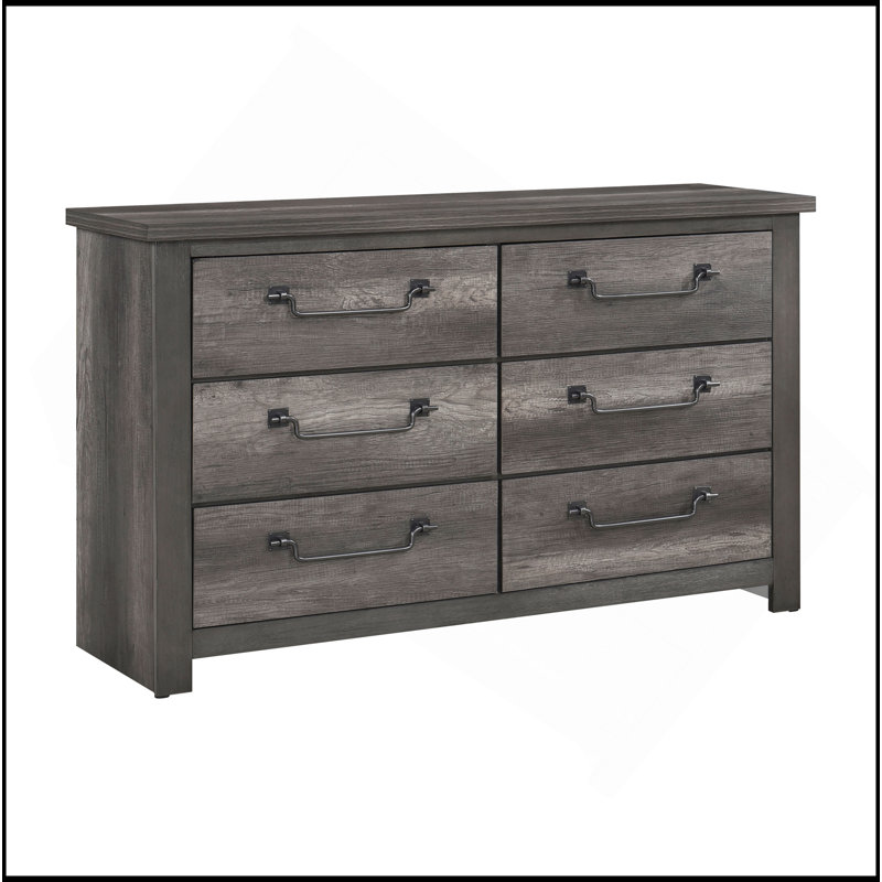 Gray Finish 6-Drawers Storage Dresser 1Pc Wooden Furniture Traditional Design