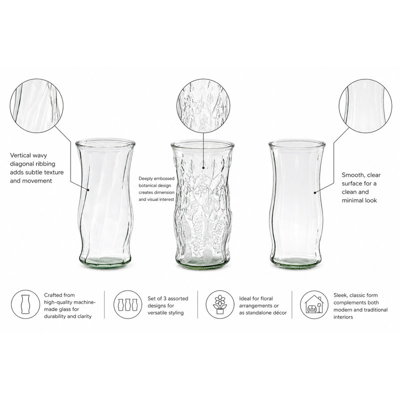 Vase en verre Quara Classic - ensemble de 3