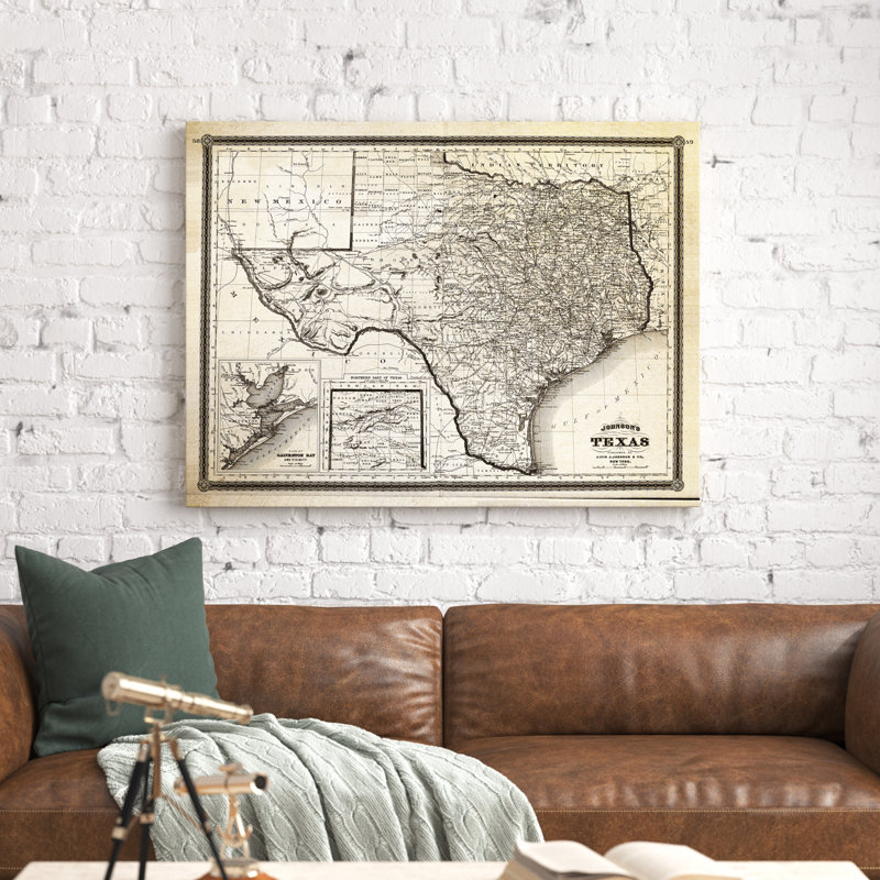 " Vintage Map Texas I ", 36" H x 48" W x 1.5" D