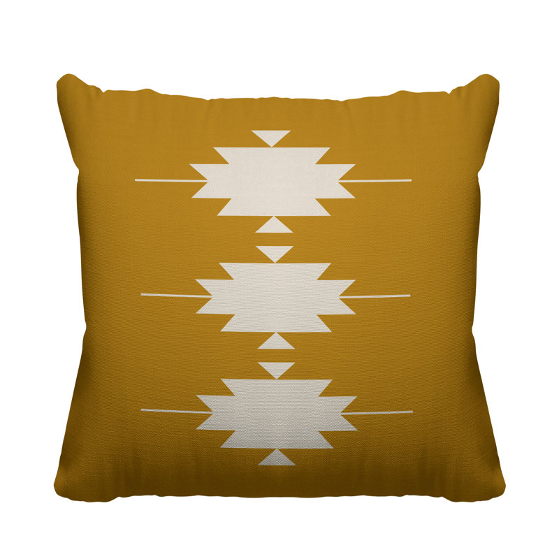 Coussin intérieur / extérieur Sike Southwestern, L 17 po x H 17 po, Jaune