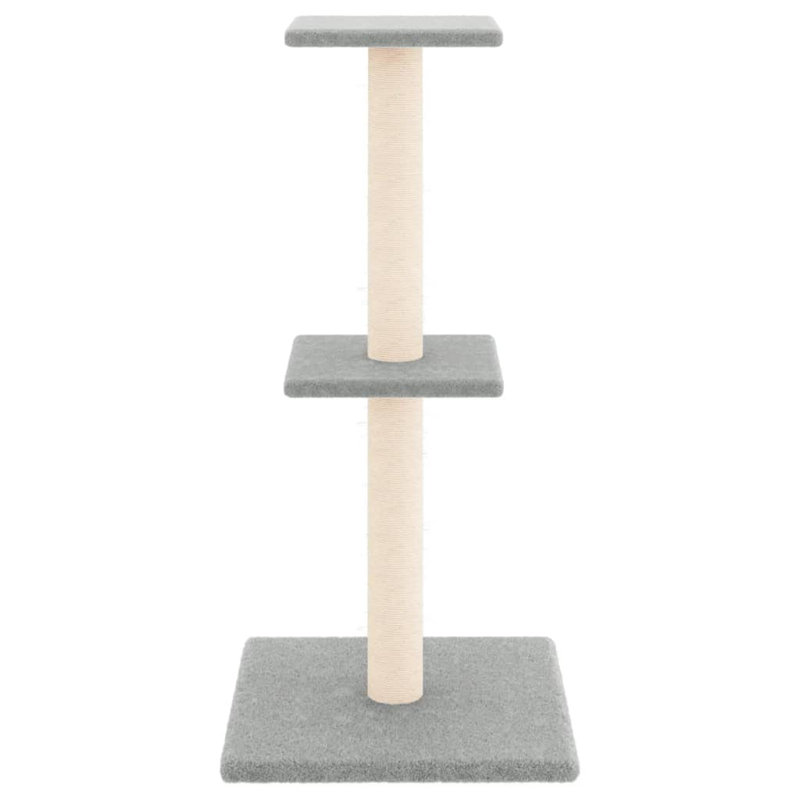 vidaXL Cat Tree Engineered wood, plush, sisal 28.7 in tall, Light Grey