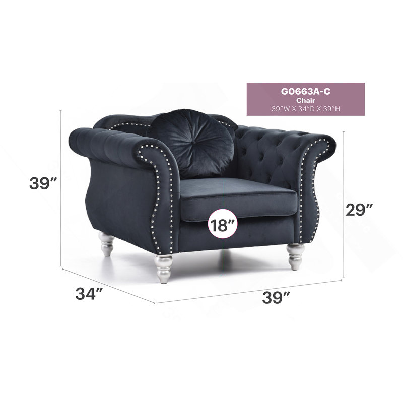 Chaise avec accoudoirs évasés chic Chic, Black
