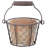 Aged Terracotta Pot in Wire Basket with Handle
