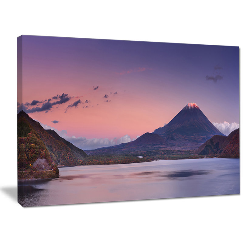 " Sunset at Mount Fuji and Lake Motosu " Print, 40" H x 60" W x 1.5" D, Wrapped Canvas