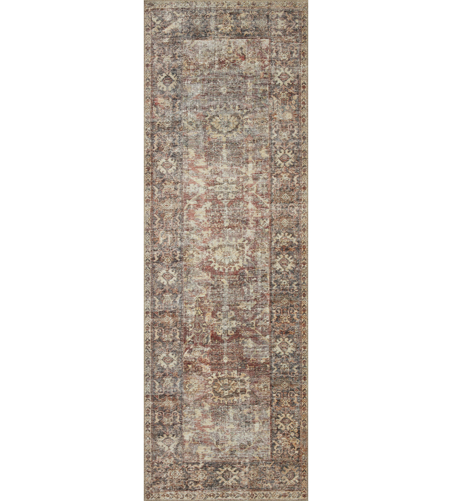 Georgie Oriental Bordeaux/Antique Area Rug, Runner 2'6" x 7'6"