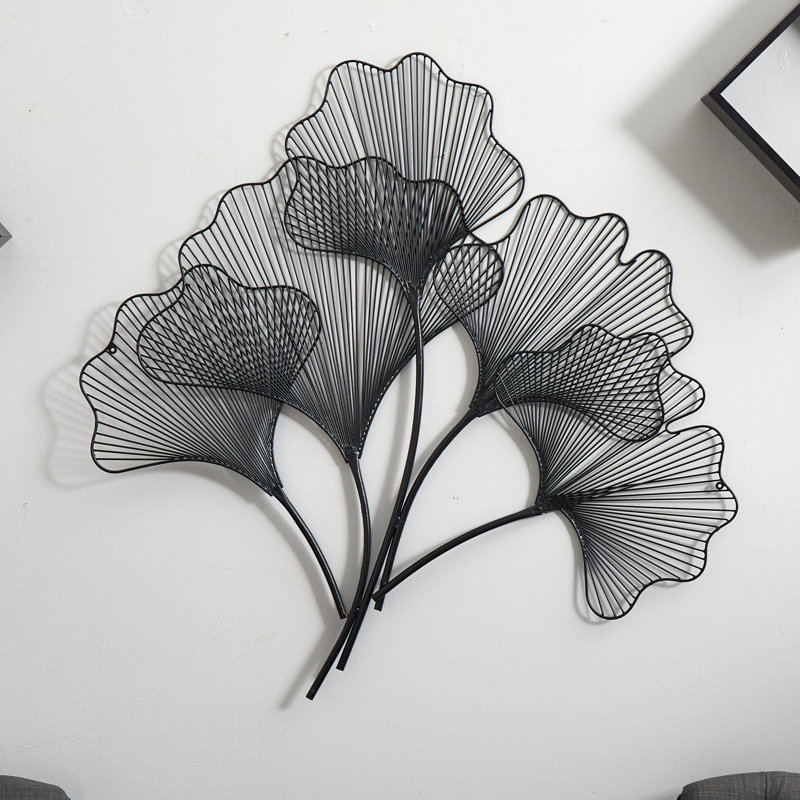 Décoration murale feuille de ginkgo en métal