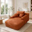 Chaise longue convertible sans assemblage avec accoudoirs larges, coussins et velours côtelé moelleux-1553397053