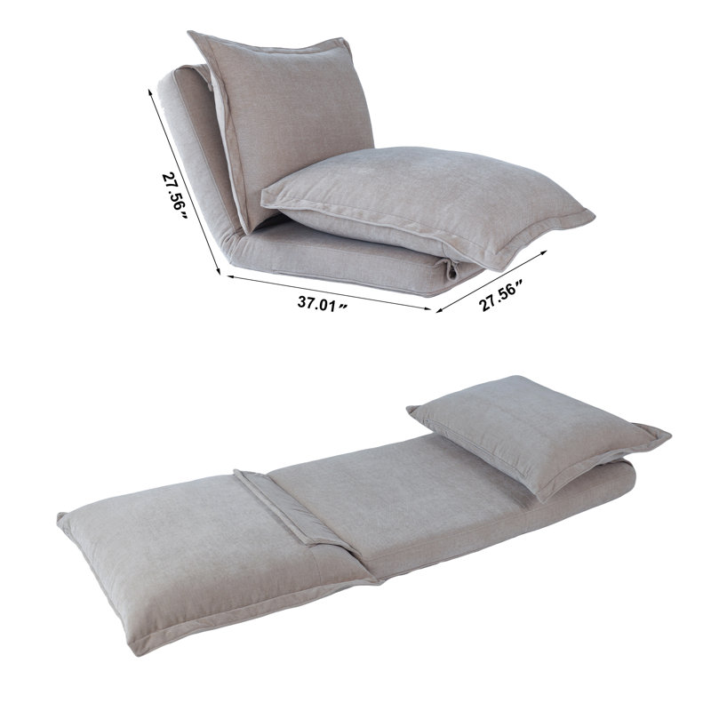 Tavita Multi-Position Futon Chair With Ergonomic Foam And Stain-Resistant Fabric, Gray Fabric