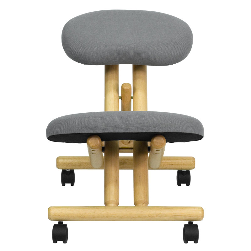 Mobile Wooden Ergonomic Kneeling Office Chair, Grey