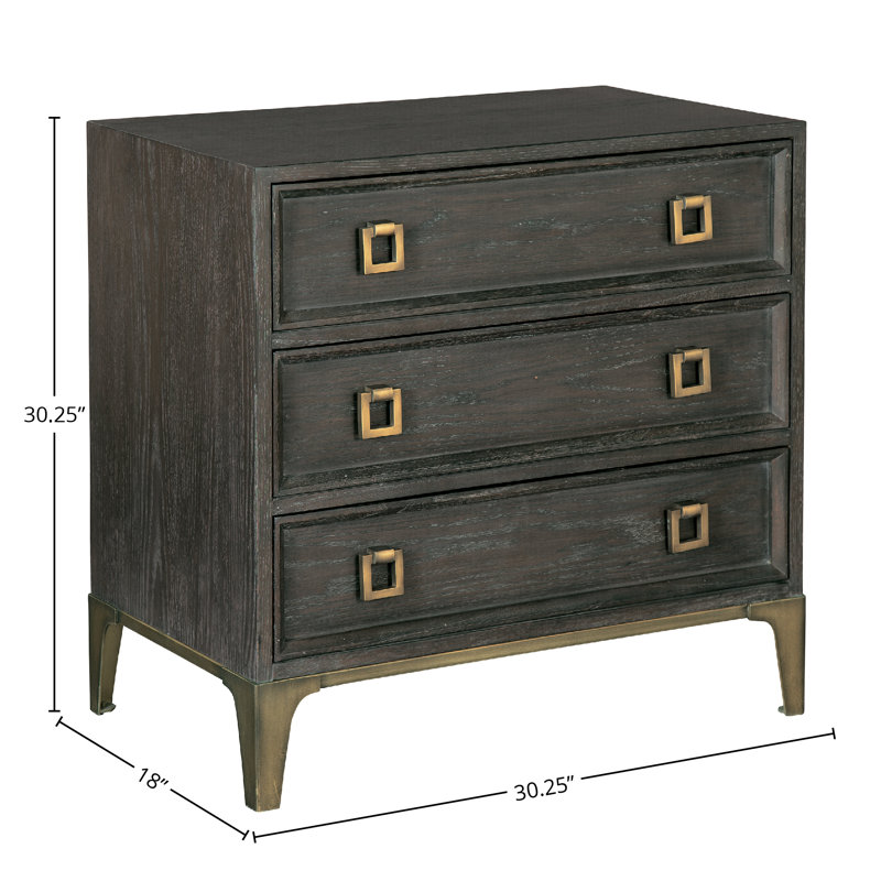 Aryo Triple Drawer Nightstand, Edgewater Finish