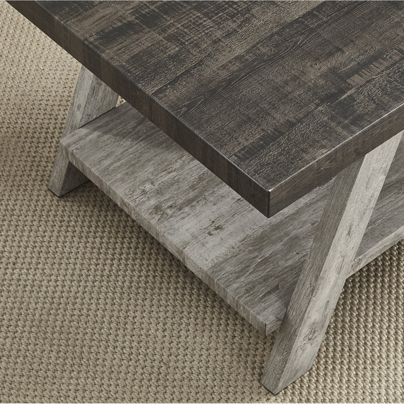 Table de bout avec rangement Angeleca, H 22 po x l 23,5 po x P 14 po, Gris / Gris foncé