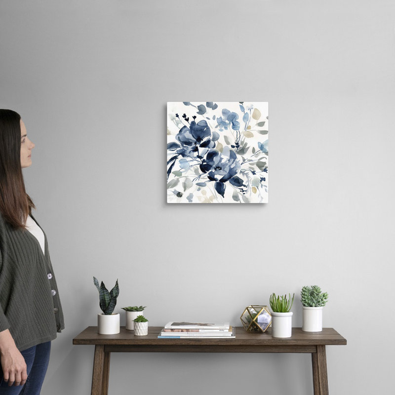 " Indigo Garden II " Painting Print, Wrapped Canvas, 16" H x 16" W x 1.25" D