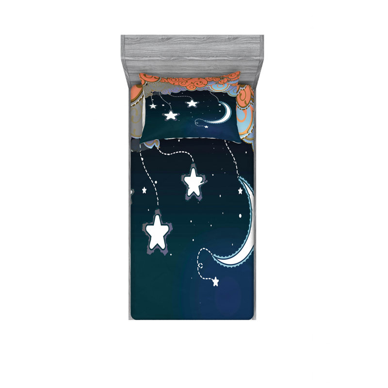 Ensemble de draps Coon Night SkySwirled Clouds, Ensemble de draps pour lit simple avec drap-housse