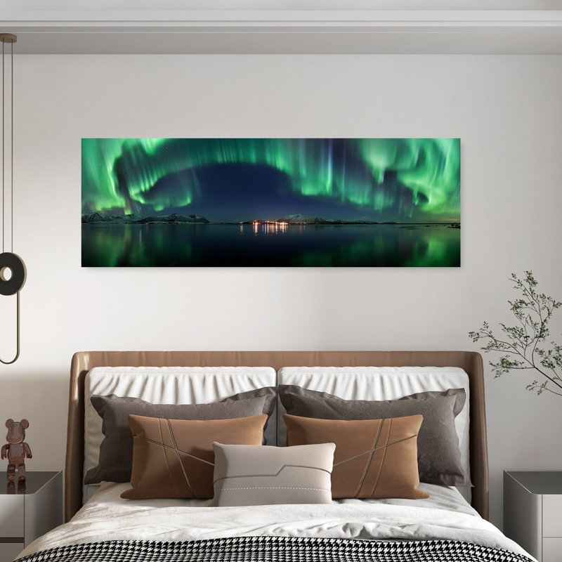 Northern Lights Reflection 1 Piece Wrapped Canvas Panoramic Wall Art, 50.8 cm H x 152.4 cm W