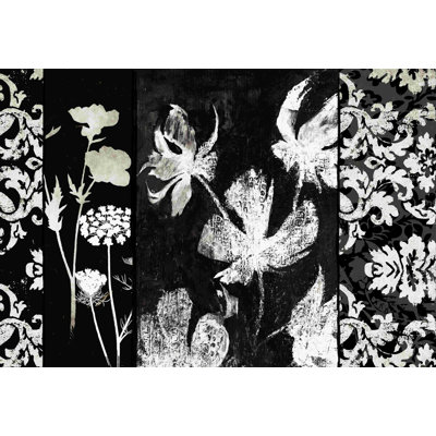 " Black And White Distressed Floral 2 "