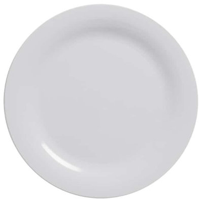 PLATE, MEL, WHITE, WIDE RIM, 10-1/2" DIA.